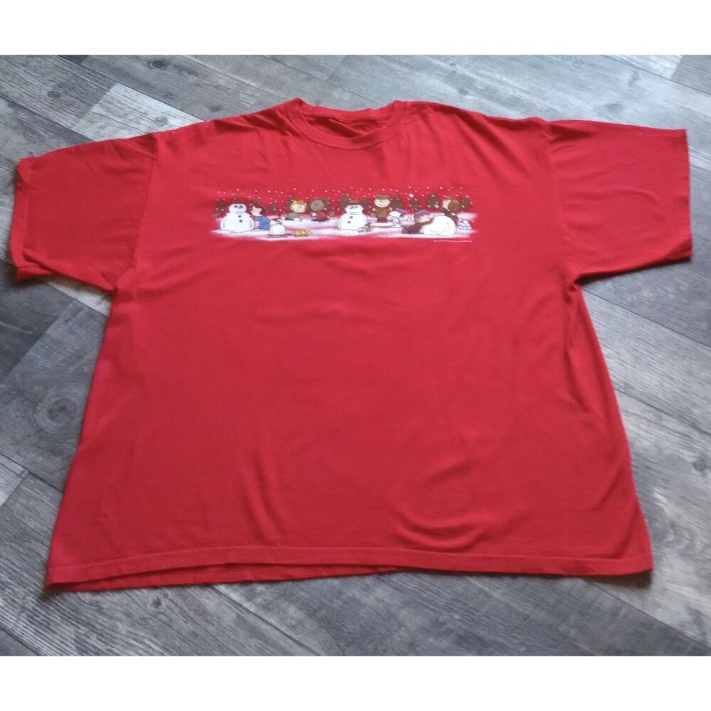 Peanuts, Charlie Brown, Men's 4XL Red Short Sleeve Christmas T-Shirt